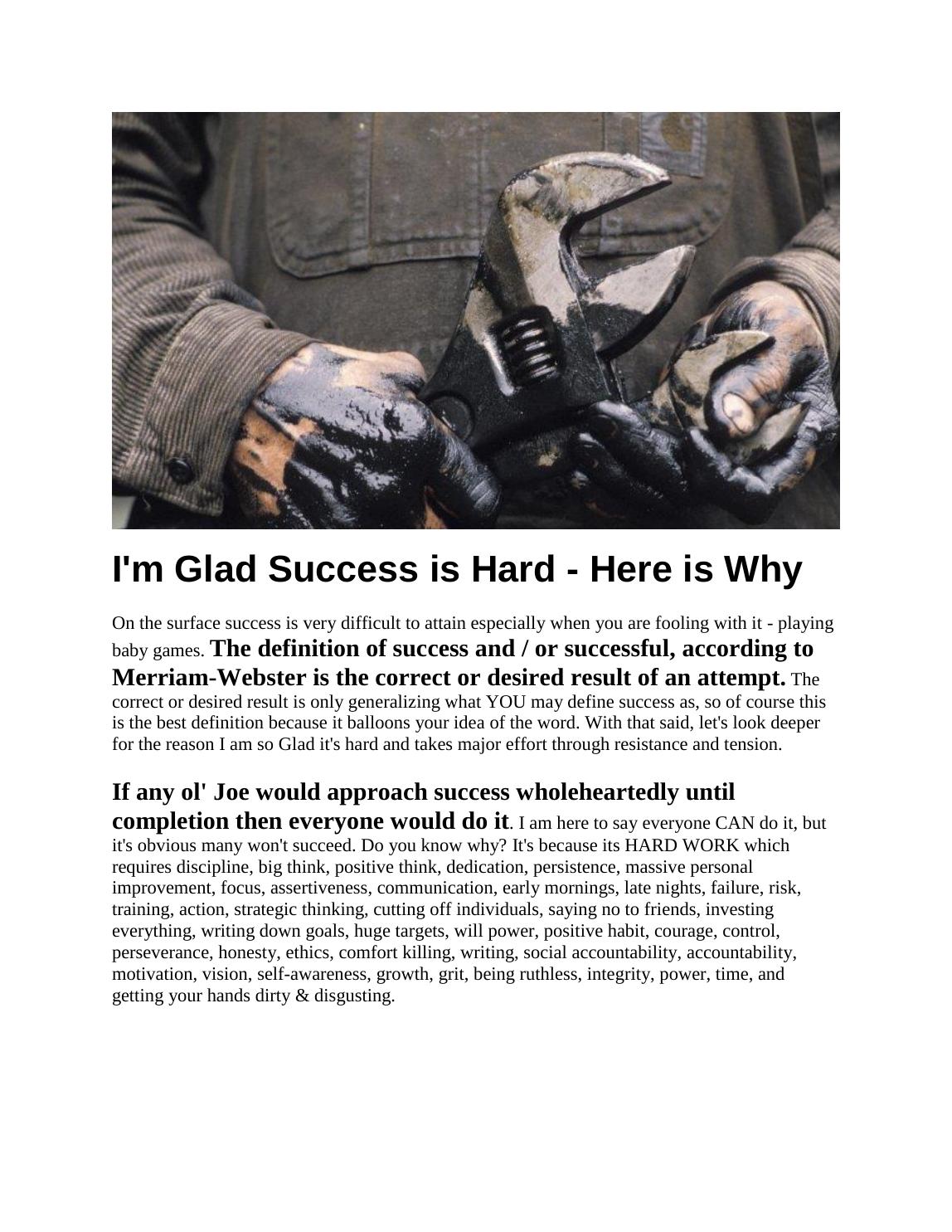 I'm Glad Success is Hard, Here is Why! original article page