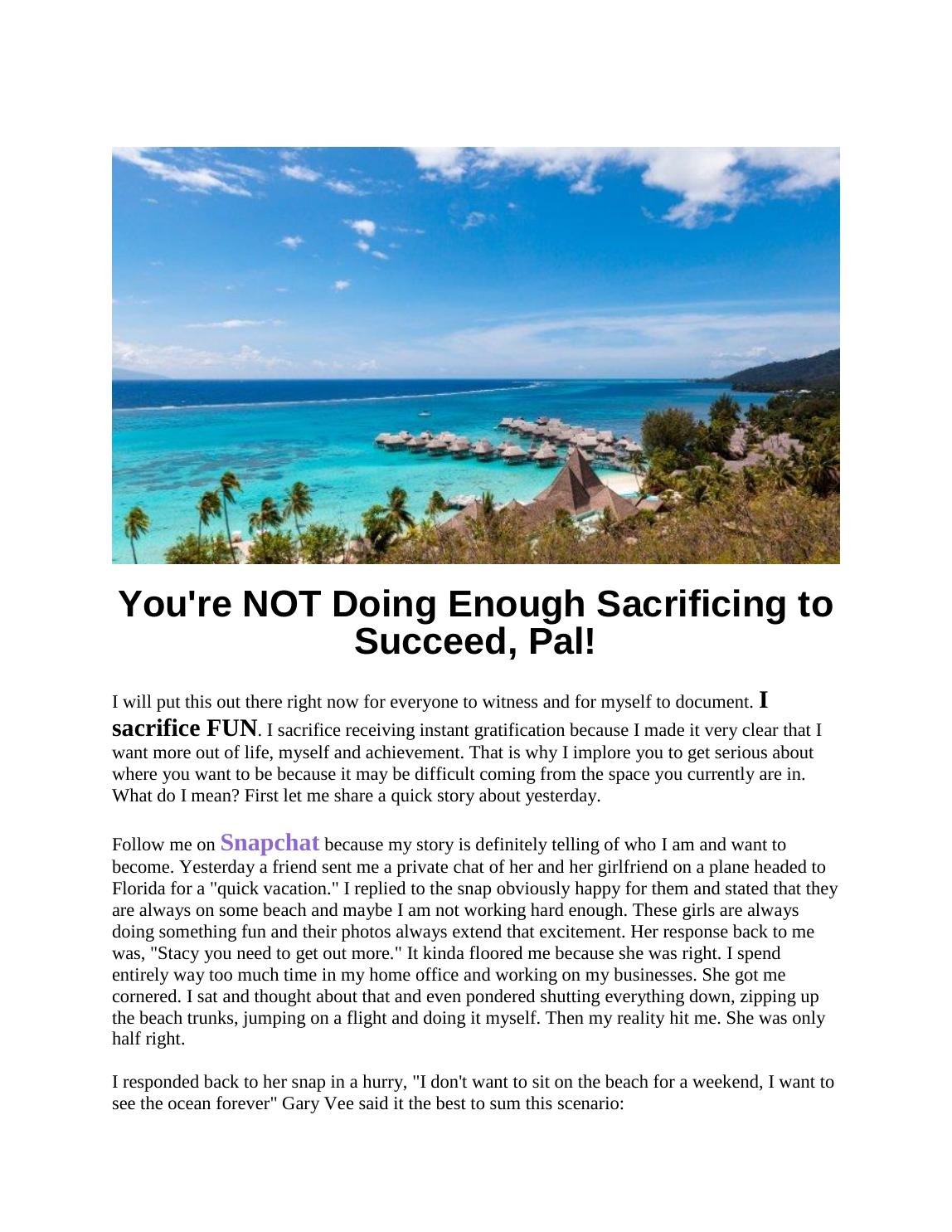 You Are Not Doing Enough Sacrificing to Succeed original article page